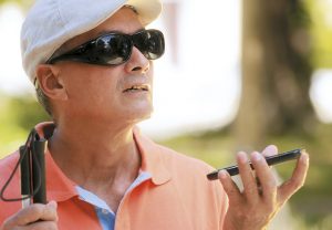  | Blind Man Talking With Mobile Phone Disabled Man Speaking