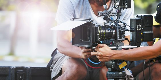  | Behind the scenes of movie shooting or video production at outdo